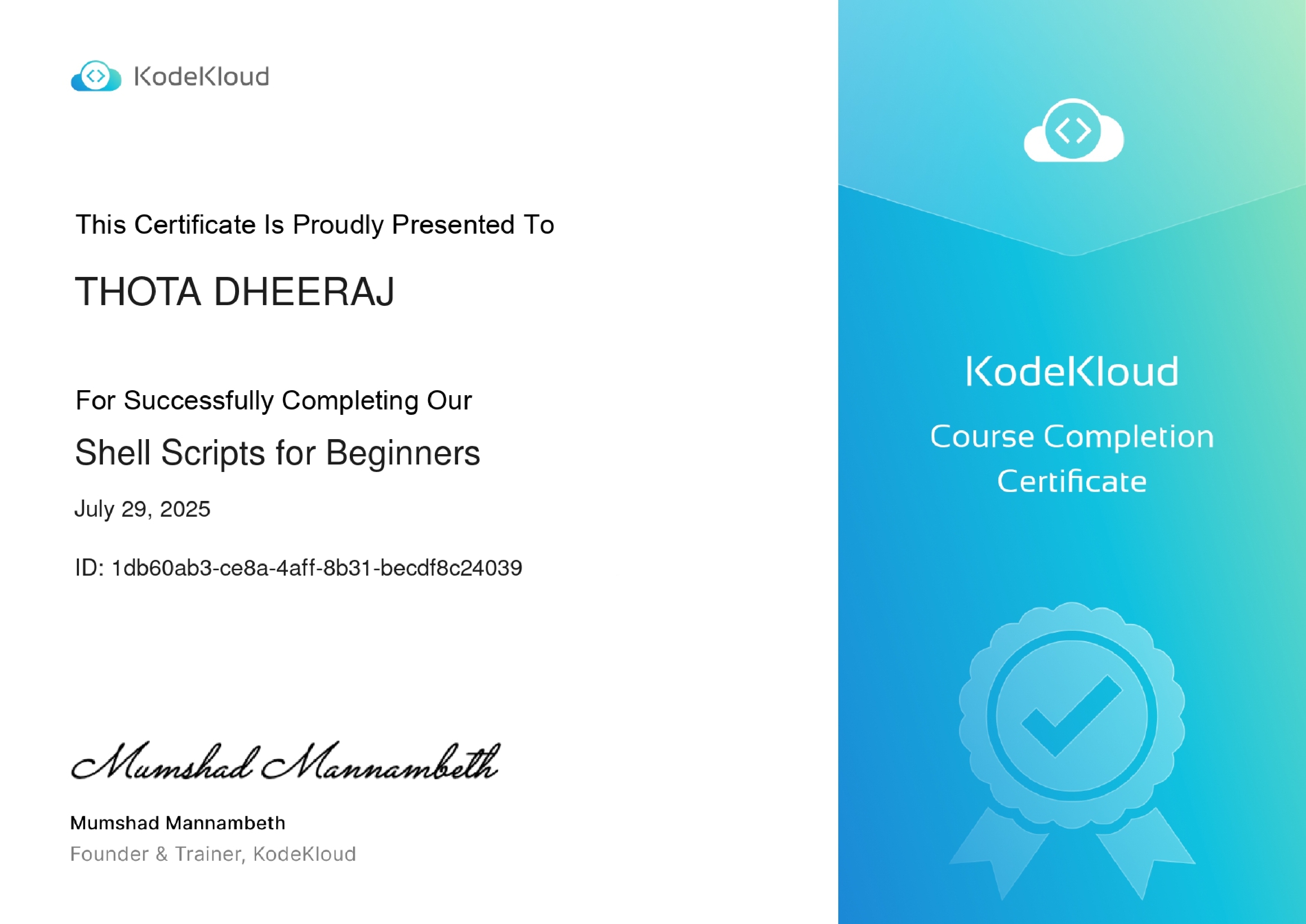 Shell Scripts Certificate